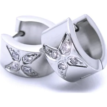 Náušnice Ocelové náušnice EXEED - Lesklé Kroužky s kameny / Motylek 1,3 cm (40195)