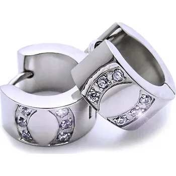 Náušnice Ocelové náušnice EXEED - Lesklé Kroužky / Kameny 1,3 cm (6784)