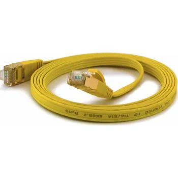 Síťový kabel Wantec Wantec flates CAT6A FTP Patch Cable - 0,25 m - Cat6a - F/UTP (FTP) - RJ- 45 - RJ- 45 - žlutý (7059)