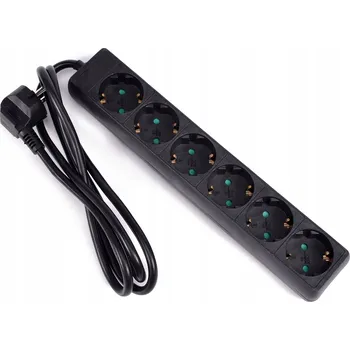 Elektrická zásuvka Zásuvková lišta 6x zásuvka 3x1,5 mm² 1,4 m – černá, bezpečná, praktická