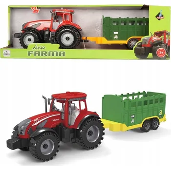 autíčko ČERVENÝ TRAKTOR S PŘÍVĚSEM ZEMĚDĚLSKÝ STROJ SE ZVUKOVÝMI EFEKTY