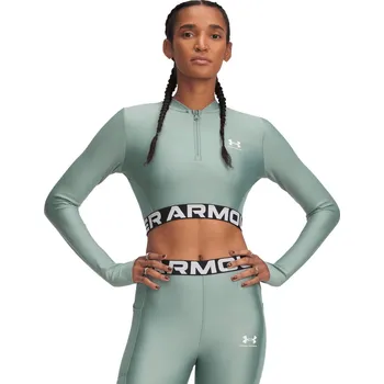 Dámská móda Dámské tréninkové triko s dlouhým rukávem UNDER ARMOUR-HeatGear Rib 1/4 Zip LS-GRN Zelená S