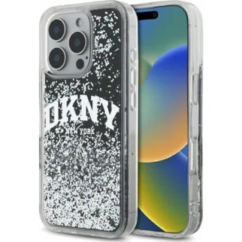 Pouzdro na mobilní telefon DKNY DKNY DKHCP16LLBNAEK iPhone 16 Pro 6.3 černo/černé pevné pouzdro Liquid Glitter Arch Logo