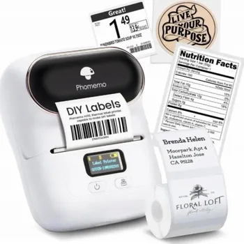 Tiskárna štítků Phomemo Tiskárna štítků Phomemo M110 Bluetooth termální tiskárna 20-50 mm Na samolepicí štítky Samolepky Fotografie Poznámky Grafika / Bílá