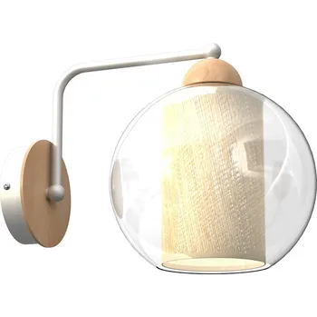 Nástěnné svítidlo Nástěnné svítidlo Těla, 1x ratanové/transaprentní skleněné stínítko, w/dřevo