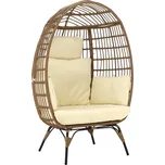 Ratanové kreslo, prírodná/čierna/béžová, KARMEN