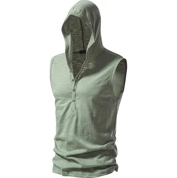 Pánská vesta Bavlněná pánská vesta s kapucí Barva: Tmavě Zelená, Velikost: 2XL