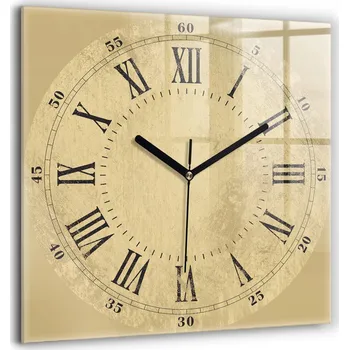 Hodiny Moderní skleněné nástěnné hodiny Hnědé římské číslice velké průměr 60 cm
