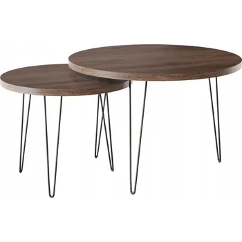 Konferenční stolek Konferenční stolek kulatý LAPP sada Ø50 + Ø68 cm Dub Čokoládový