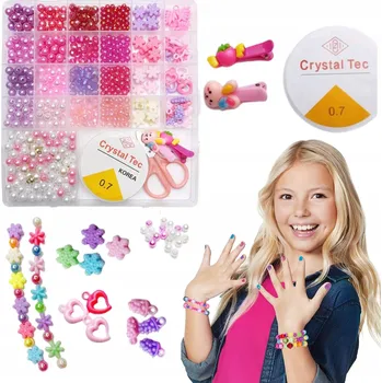 dětská sada na výrobu šperků SADA KORÁLKŮ PRO VÝROBU NÁRAMKŮ A BIŽUTERIE