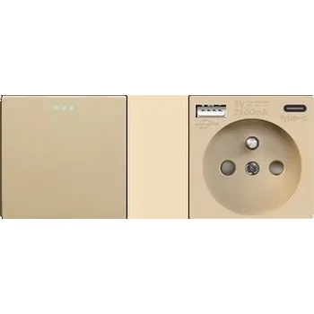 Elektrická zásuvka JEDNOPÓLOVÝ VYPÍNAČ SVĚTLA 1K S TLAČÍTKEM + USB A+C ZÁSUVKA QC PC