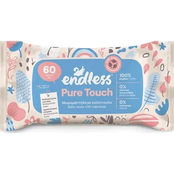Dětský vlhčený ubrousek Endless Pure Touch, Dětské vlhčené utěrky s měsíčkem pro citlivou pokožku, 60ks v balení