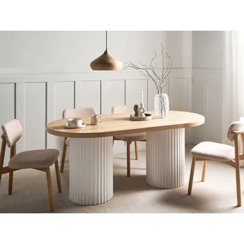 Jídelní stůl světlé dřevo MDF stolová deska nohy z kaučukového dřeva 180 x 90 cm moderní rustikální styl Beliani