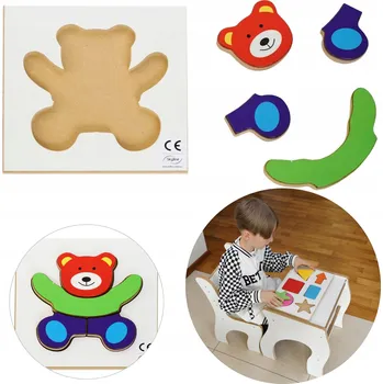 Dřevěná hračka SKYLINE Puzzle dřevěné vzdělávací puzzle hračka pro děti - MEDVĚD