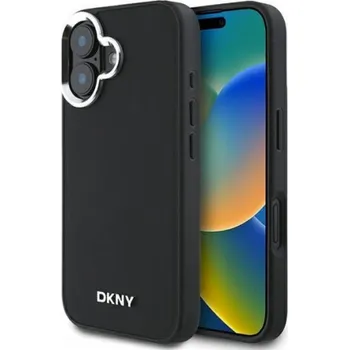 Pouzdro na mobilní telefon DKNY DKNY DKHMP16SPSCMCLK iPhone 16 6.1 černo/černé pevné pouzdro Plain Silver Logo MagSafe