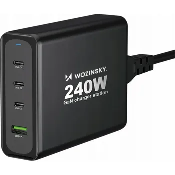 Wozinsky nabíječka Wozinsky WGCSB 240W GaN nástěnná nabíječka USB-A / 3 x USB-C - černá
