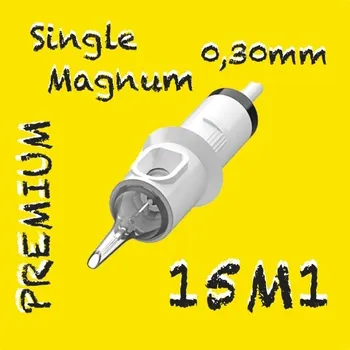 Tetování 15M1 PREMIUM CARTRIDGE 0,30MM SINGLE MAGNUM 1KS N2 TETOVACÍ JEHLY