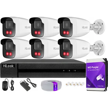 Bezpečnostní kamera Monitorovací sada 6x IPCAM-B4-50IR IR50m 4MPx HiLook PoE Detekce