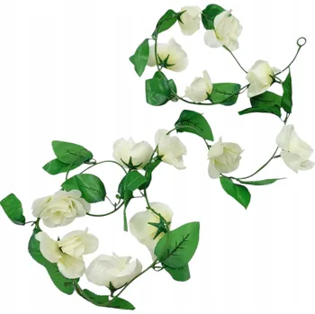 umělá květina UMĚLÁ GIRLANDA RŮŽE VELKÁ KOMPOZICE DEKORACE SVATEBNÍ HOSTINA SVATÉ PŘIJÍMÁNÍ KVALITA 200 CM