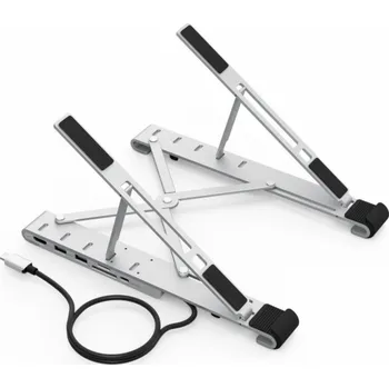 Počítač Choetech Choetech multifunkční stojan na notebook PD/USB-C HDMI(4K/30Hz)/2xUSB-A/1xUSB-C/1xSD/1xTF černý (HUB-M43)