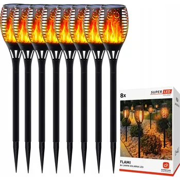 Venkovní osvětlení 8x Solární LED zahradní lampa zapichovací LUCERNA HOŘÁK PLAMEN VELKÁ XL