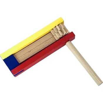 Dřevěná hračka Dřevěná řehtačka Babu 15 x 16 x 4 cm barevná