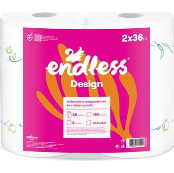 Utěrka Endless Design, 2 vrstvá papírová utěrka, kuchyňská rolka, 2x36m