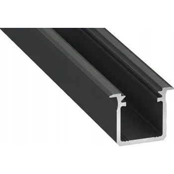 LED osvětlení Hliníkový profil černý TYP G 1m + mléčný kryt