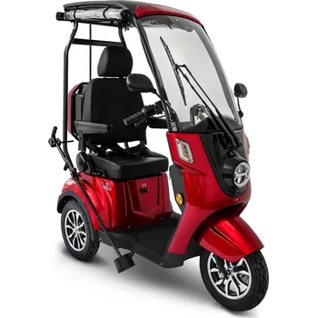 Elektrický skútr Rolektro Deisla DS3-25 se střechou, lithiová baterie, červená, 25 km/h