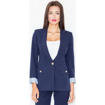 Dámské sako Dámské elegantní sako na jeden knoflík M489 FIGL Barva: Tmavě Modrá, Velikost: S