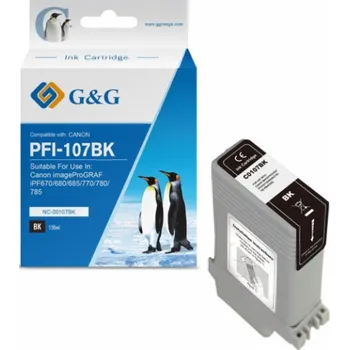 Inkoust G&G kompatibilní s PFI107BK, NC-00107BK, 6705B001, černý, 130 ml