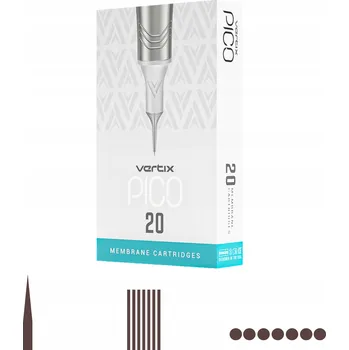 Tetovací jehla Vertix Pico cartridge PMU 7FM 0.25mm Magnum Flat Long Taper 20 kusů 0,25 LT
