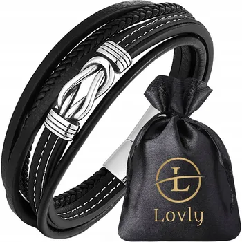 Náramek Kožený náramek Lovly BSC03 21,5 cm černý