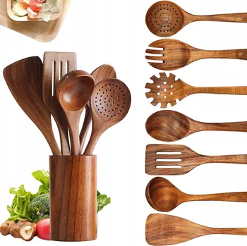 Sada kuchyňského náčiní SADA KUCHYŇSKÉHO NÁČINÍ DŘEVĚNÉ KUCHYŇSKÉ NÁČINÍ LŽÍCE ŠPACHTLE 7EL