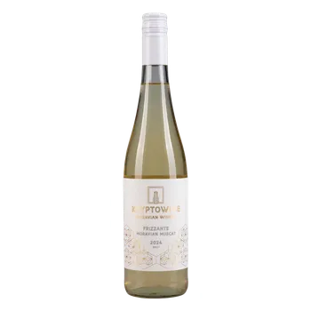 Víno Frizzante Moravian Muscat 2024, moravské zemské víno - perlivé, Kryptowine, Moravian winery, brut