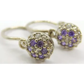 Náušnice Klenoty Budín Dětské zlaté náušnice z bílého zlata se zirkony a ametysty 585/1,12gr 00736 (Klenoty Budín Dětské zlaté náušnice z bílého zlata se zirkony a ametysty 585/1,12gr 00736)