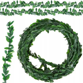 umělá květina Girlanda z Buxusu Břečťan Umělé Zelené Lístky Svaté Přijímání Svatební Hostina 7,5 m