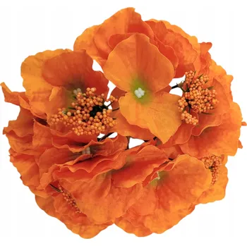 HORTENZIE HLAVIČKA DEKORACE VÝROBKU KVĚTINY DEKORACE POMERANČOVÁ KVALITA 1 KS