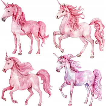 Fototapeta Samolepící Samolepky do dětského pokoje - Akvarel Koně Jednorožci 60x87 cm