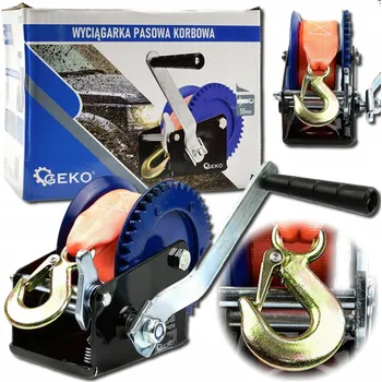 lanový naviják Ruční pásový naviják s klikou, nosnost 545 kg, přenosný, délka pásu 7 m