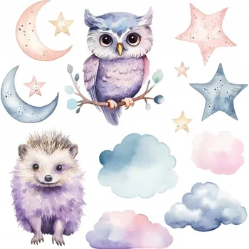 Obraz Sada Samolepek na Zeď Magická Příroda Zvířata a Noční Obloha 60x79 cm
