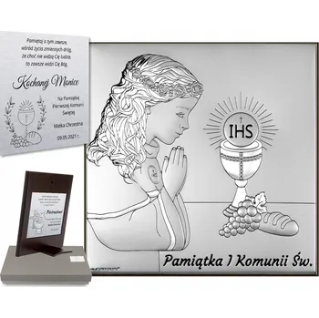 Obraz STŘÍBRNÝ OBRAZ DÍVKA UPOMÍNKA KE SVATÉMU PŘIJÍMÁNÍ + GRAVÍROVÁNÍ