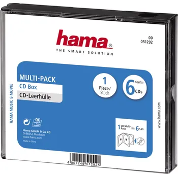 Příslušenství pro datový nosič Hama CD Multi-Pack, obal na 6 CD/DVD, průhledný/černý
