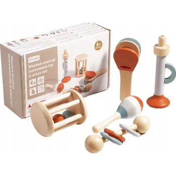 Dřevěná hračka DĚTSKÉ DŘEVĚNÉ HUDEBNÍ NÁSTROJE SADA PRO DĚTI MONTESSORI