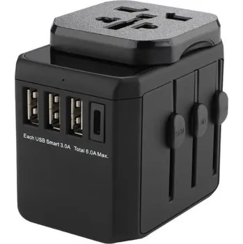 Cestovní adaptér MicroConnect World, 3x USB A