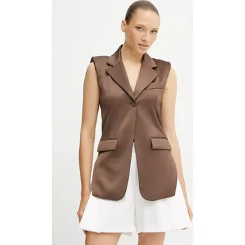 Dámská vesta Vesta Patrizia Pepe hnědá barva, jednořadá, 2S1523 A563 2S1523.A563 98X, vel. 36