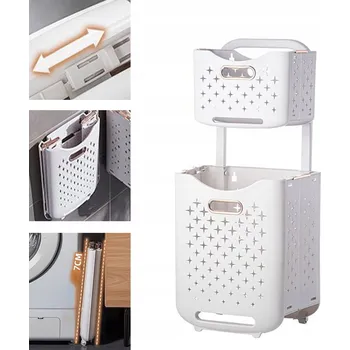 Koš na prádlo Volně stojící koš na prádlo Hooha 77l bílý, žlutý