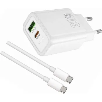 Rychlá USB-C GaN nabíječka 30W s 2m kabelem pro Samsung Galaxy S22 Ultra 5G