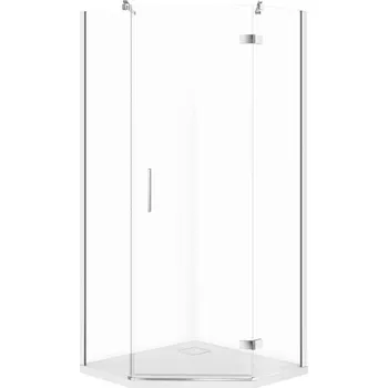 CERSANIT JOTA sprchový kout pětiúhelníkový pravý chrom 80x80 se sprchovou vaničkou TAKO slim S601-159