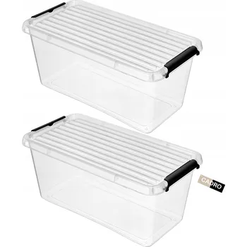 Úložný box 2x Plastový box 8l s víkem, uzavíratelný organizér pro skladování